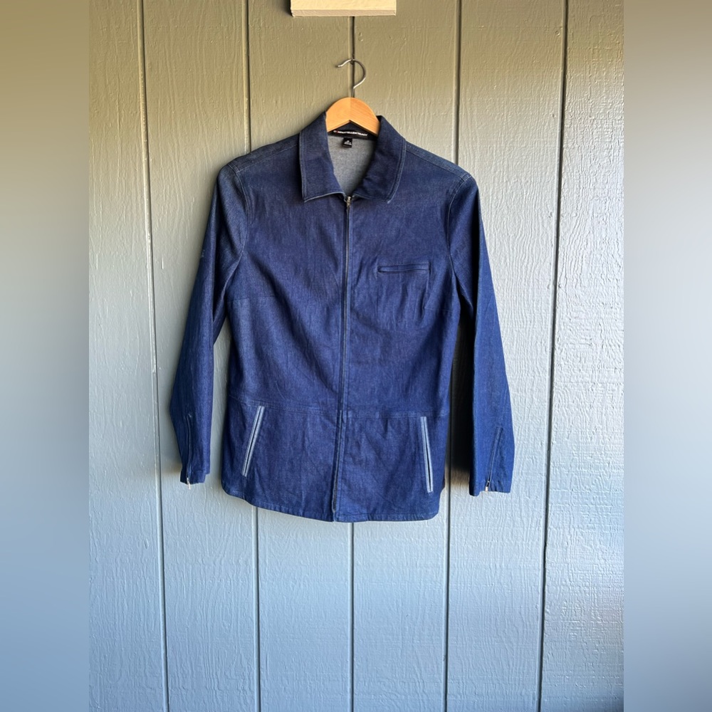 Company by Ellen Tracy Cotton Spandex Blue Denim Western Jean Jacket